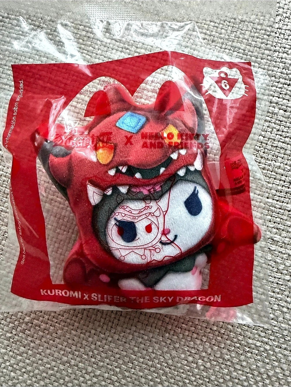 Sanrio Kuromi x Slifer the Sky Dragon McDonald's Plush Red & White
